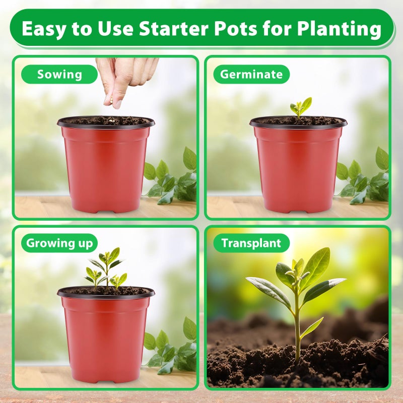 Sfee 100 Pack Plant Nursery Pots 4 inch Plastic Plant Pots, Soft Durable Reusable Seed Starting Pots for Succulents Plants Vegetables Fruits Seedlings Cuttings Transplanting with 100 Plant Labels - Image 5